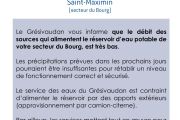VIGILANCE SÉCHERESSE - Saint-Maximin - réservoir du Crêt (approvisionnement par camion-citerne)