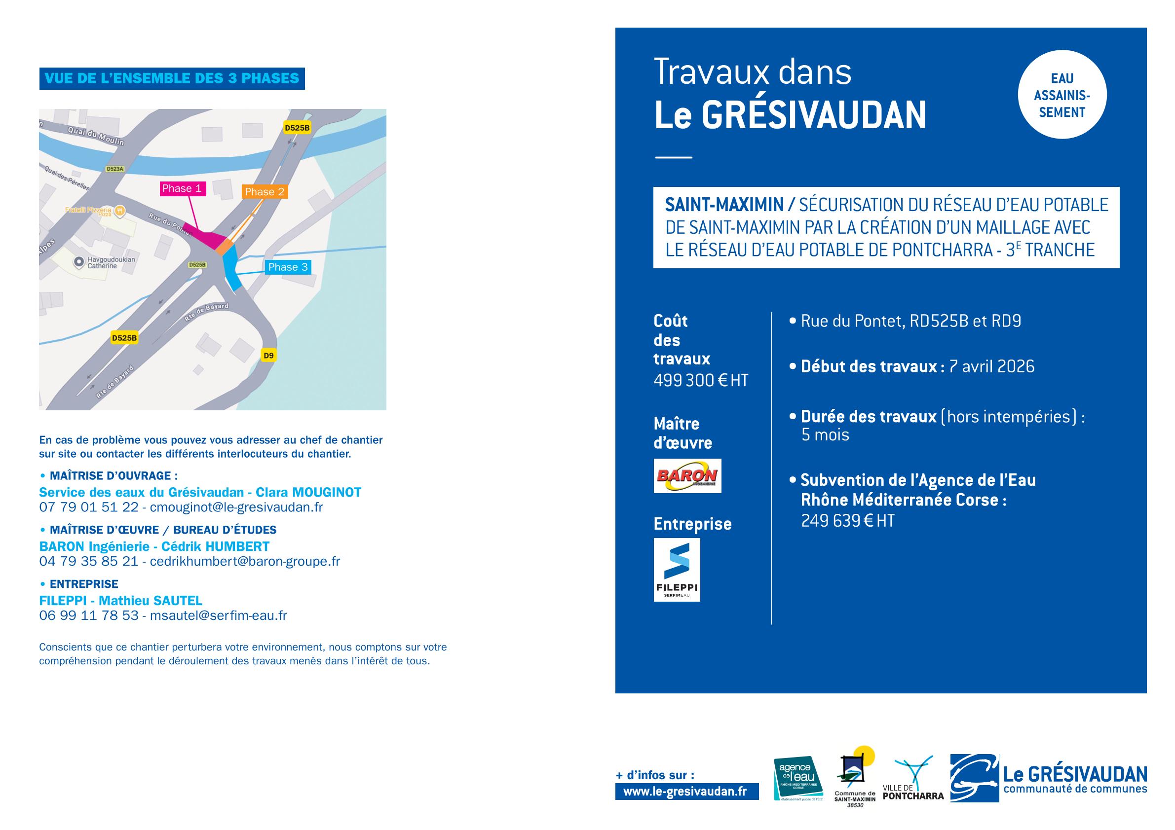 Information travaux rue du Pontet, routes départementales RD 525B et RD 9 - à partir du 7 avril 2026